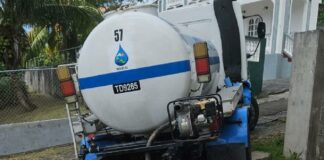 WASCO truck transporting potable water to communities affected by service interruptions.