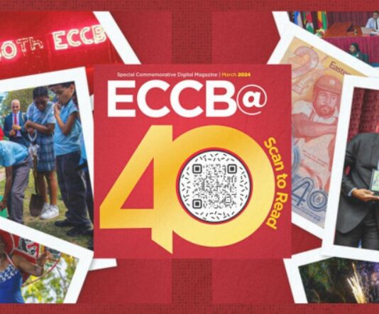 Cover page of ECCB 40th anniversary commemorative magazine.