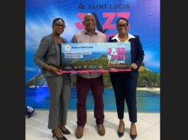 Bank of Saint Lucia cheque presentation for jazz.