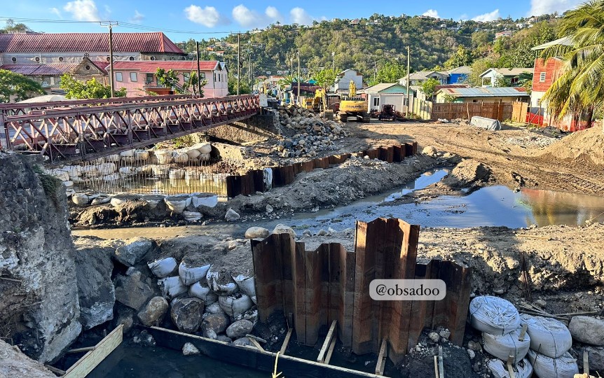 Site of Anse La Raye Bridge construction.