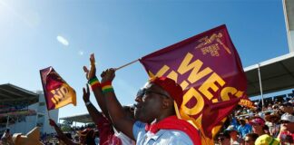 Cricket fans at West Indies game.