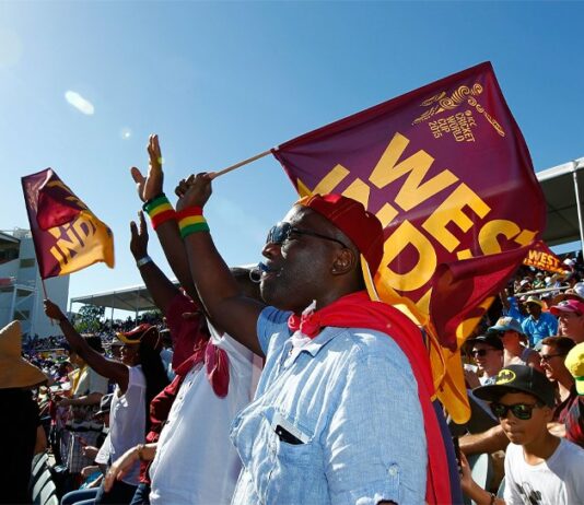 Cricket fans at West Indies game.