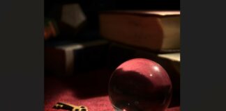 Crystal ball and other witchcraft items.