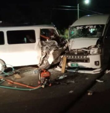 Two vehicles collide head-on at Dennery.