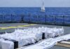 Display of cocaine bales seized off Martinique.