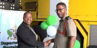 Eco-friendly foam handover to Saint Lucia Fire Service.