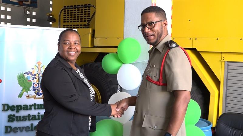 Eco-friendly foam handover to Saint Lucia Fire Service.