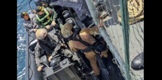 French Navy crew effects drug bust aboard Venezuelan vessel at sea.