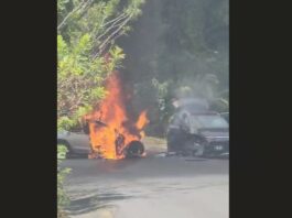 Vehicle on fire at Goodlands.