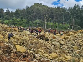 Aftermath of Papua New Guinea landslide.