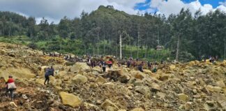 Aftermath of Papua New Guinea landslide.