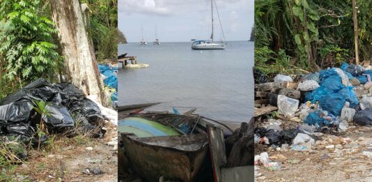 Photo collage of indiscriminate dumping of garbage in Marigot.