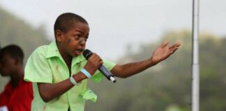 Student calypsonian singing.