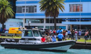 Philip J. Pierre on Marine Police vessel.