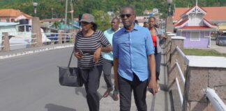 Prime Minister Philip J. Pierre on tour of hurricane-ravaged Soufriere.