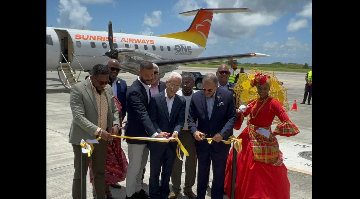 Sunrise Airways arrival and ribbon cutting.