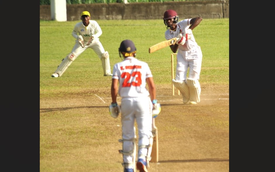 Stephan Pascal batting against Jamaica in last year's edition at the Cumberland Playing Field (photo by Robertson S. Henry)