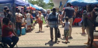 Back to school shopping in Castries.