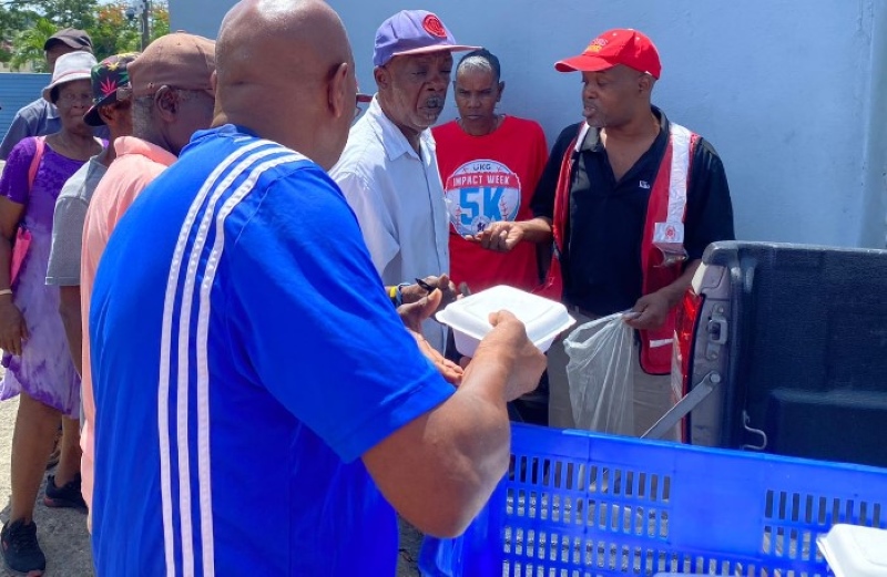 Salvation Army serving meals in Castries.