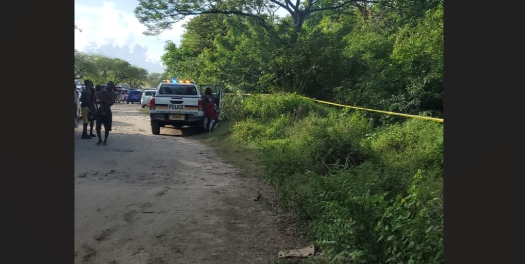 Police caution tape at Pigeon Island beach where skeletal remains were discovered.