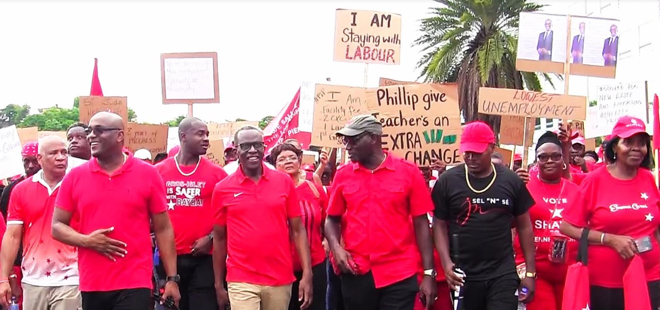 Prime Minister Philip J. Pierre leads SLP 'Walk for Progress'