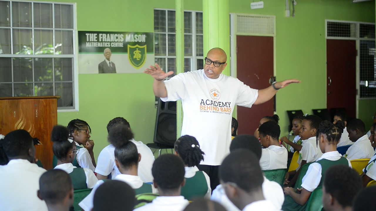 Chef Jeff speaking to students