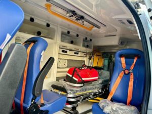 Inside ambulance.