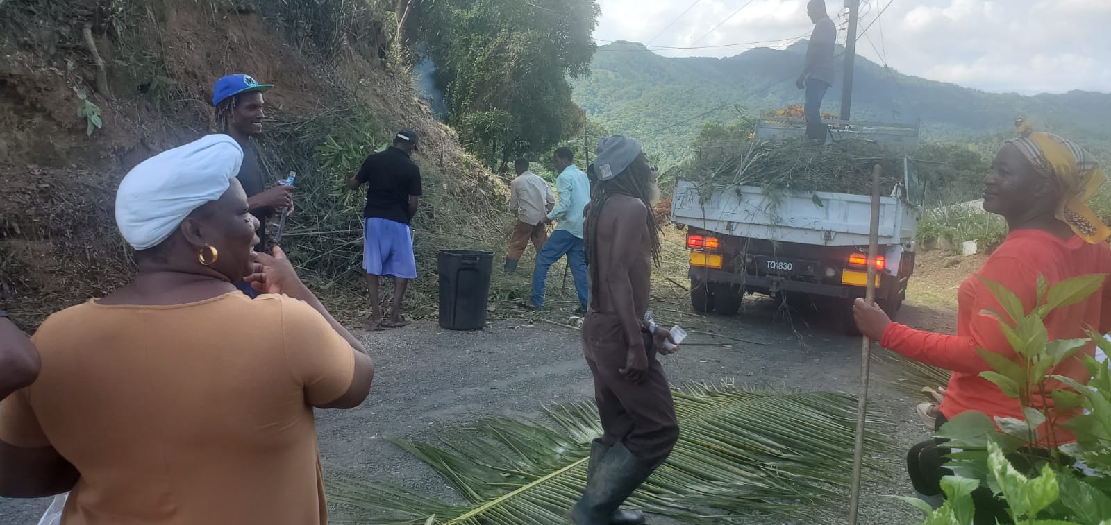 Morne Panache residents clean up their community to get rid of snakes.