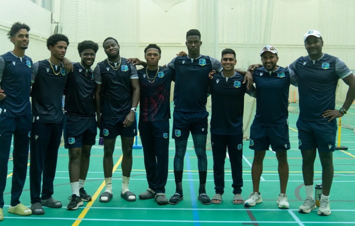 Saint Lucia's Ackeem Auguste (second left) is training in Chennai