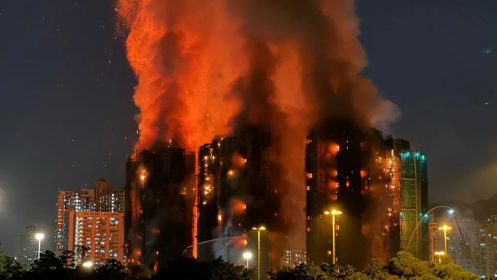 Firefighters search for hundreds missing in Hong Kong tower blocks fire