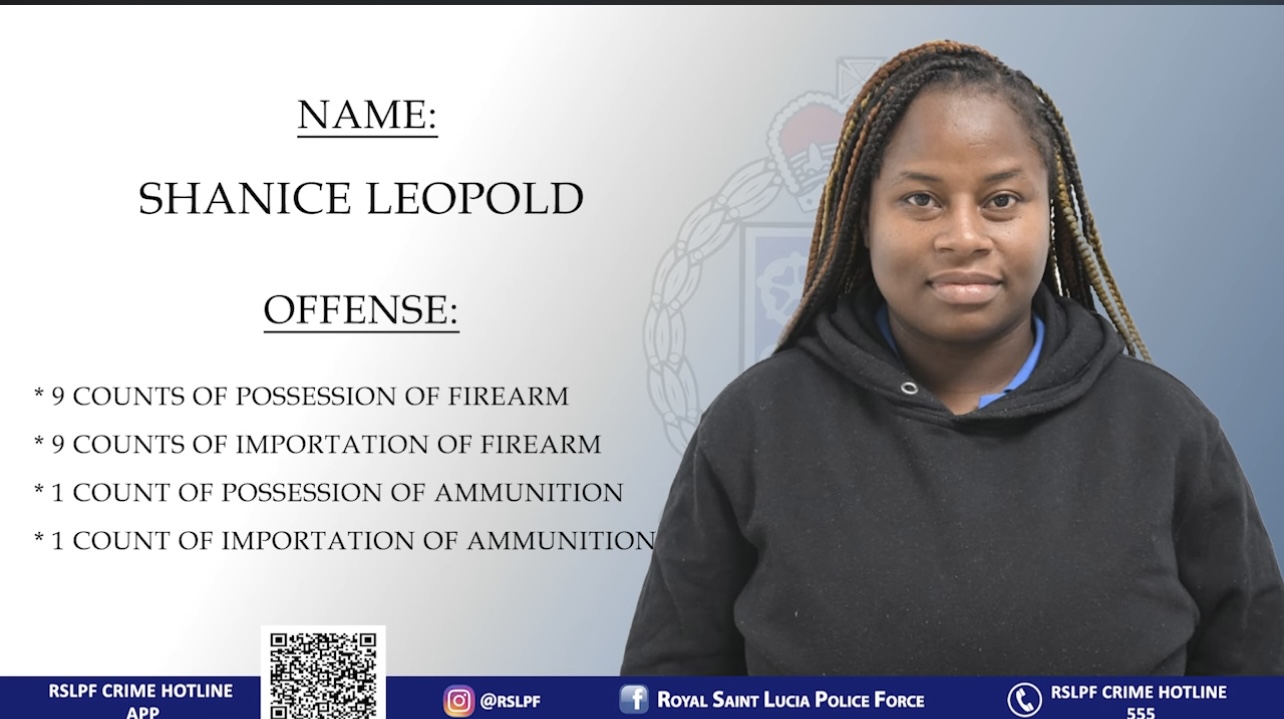 Castries woman faces 20 charges after port firearms bust