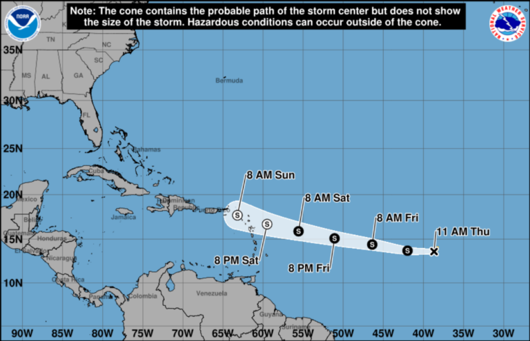 Tropical storm could bring heavy rain to Caribbean